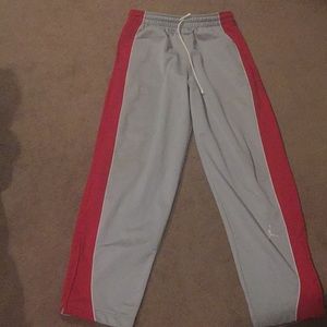 Air Jordan sweat pants.  Grey and red